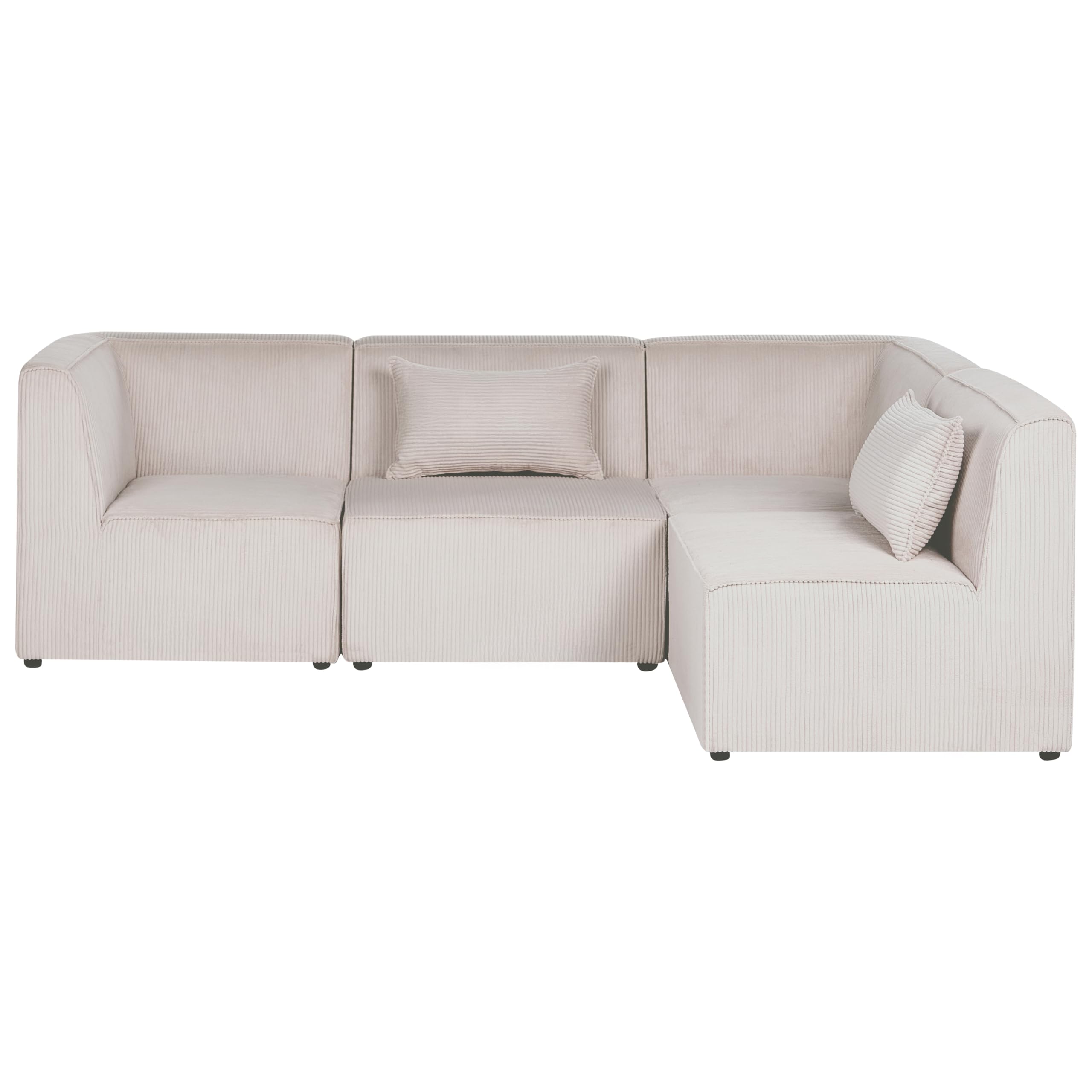Sofa narożnik lewostronny modułowa 4-osobowa kanapa sztruksowa beżowy Lemvig