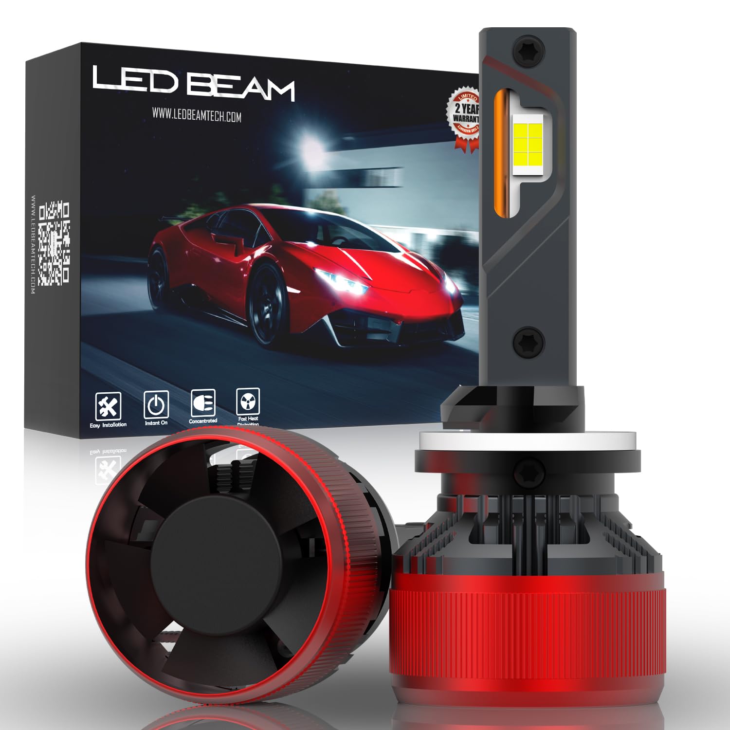 LEDBeam LED MX 120W Automotive Grade 7035 Chip 22000Lm 6000k White Car headlight bulb (12V,120W/2bulbs) (H27 (881))