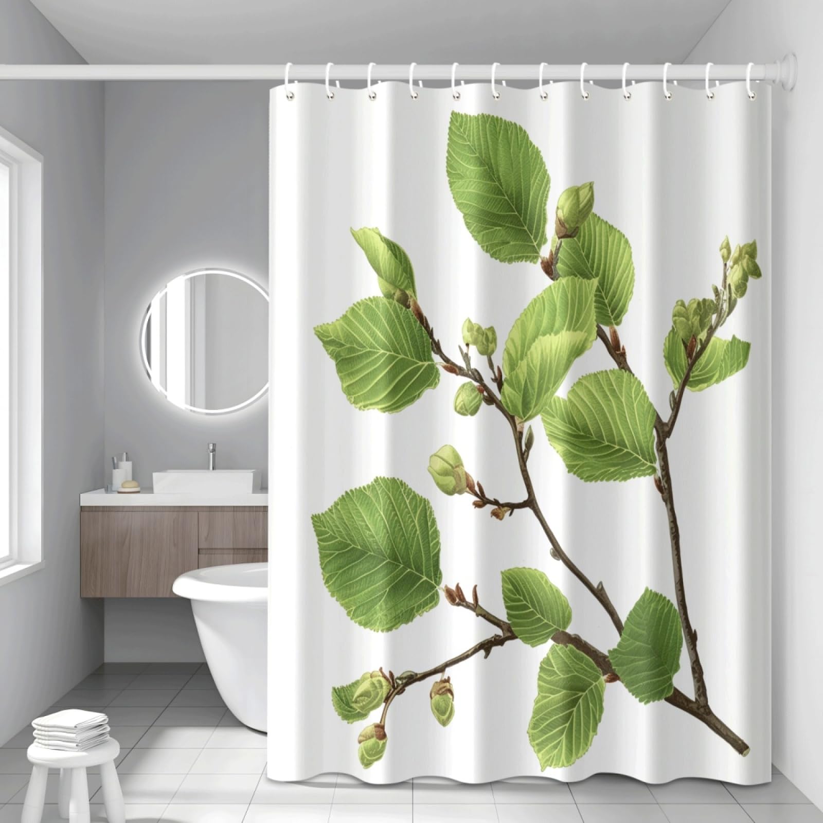 Rideau baignoire salle de bain imperméable 180x200 anti-moisissure en tissu menthe