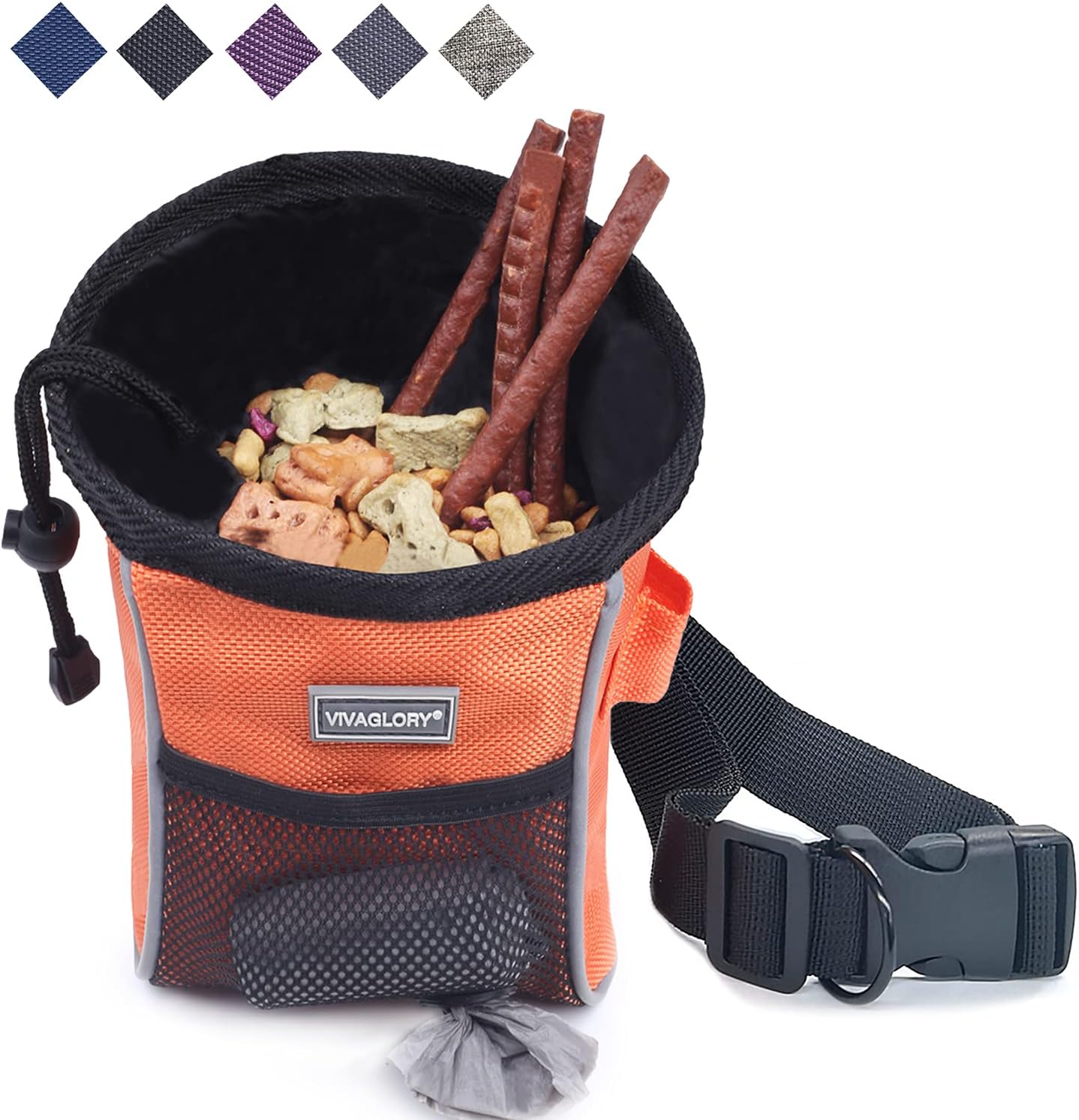 Vivaglory Sports Style Dog Treat Bag, Enlarged Opening Dog Training Treat Bag with Detachable Waistband, Poop Bag Dispenser, Convenient…