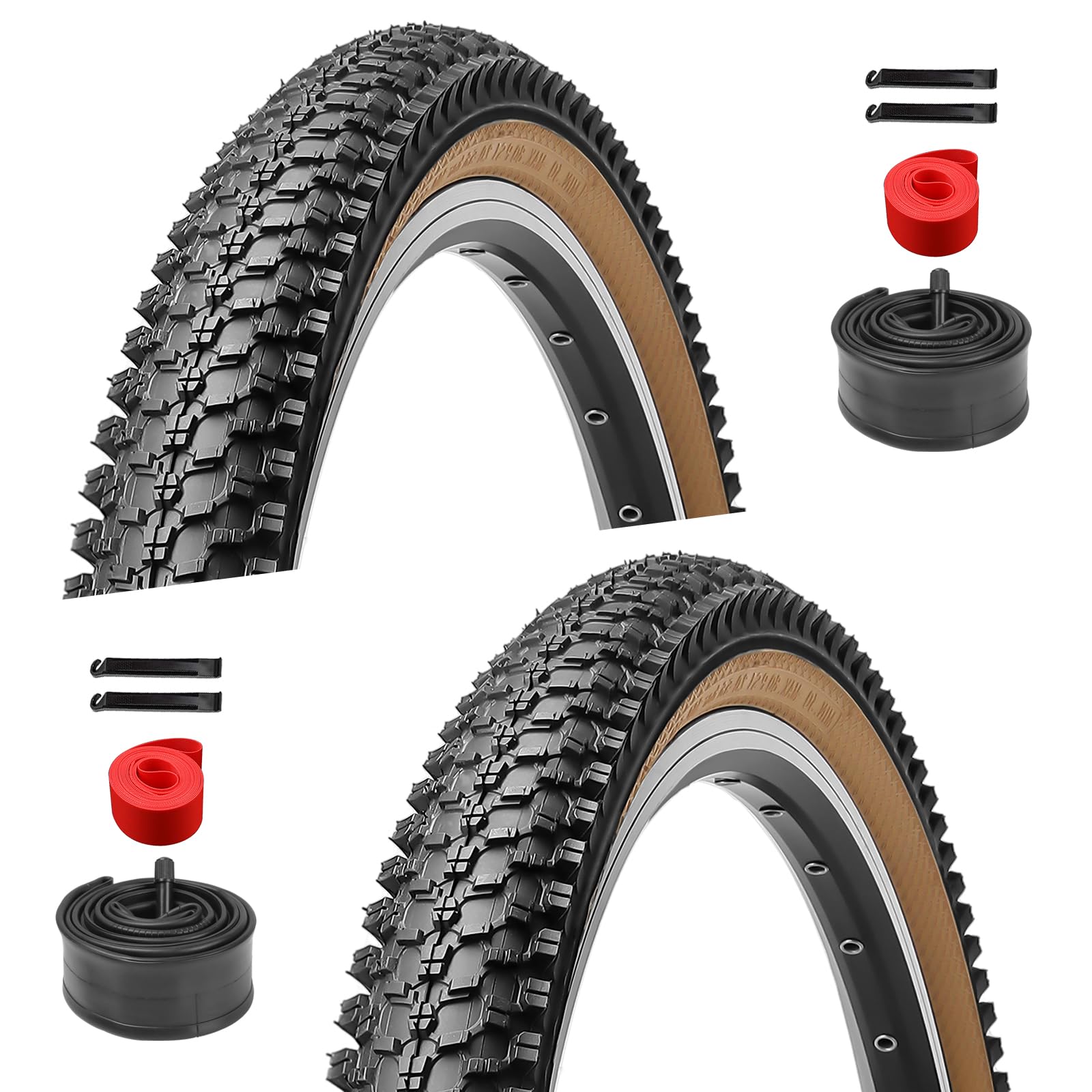 2-Pack 26 inch Mountain Bike Tires - Bicycle Tires 26x1.95 Folding Replacement Tire for Mountain Bike, Puncture-Resistant 26" Schrader Valve Bike