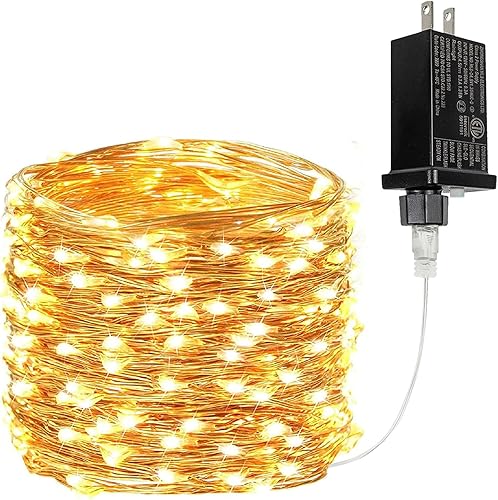 Vista 37 de Guirnalda de 200 luces LED enchufables de 66 pies, tira de luces impermeables para exteriores e interiores, 8 modos con temporizador, luz de Navidad
