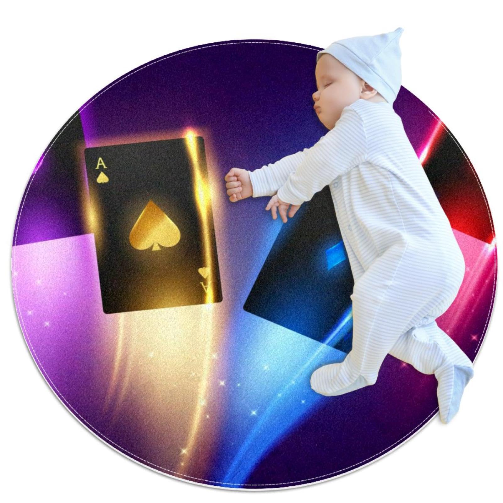 Tapis de salle de bain coloré et lumineux antidérapant rond 1m