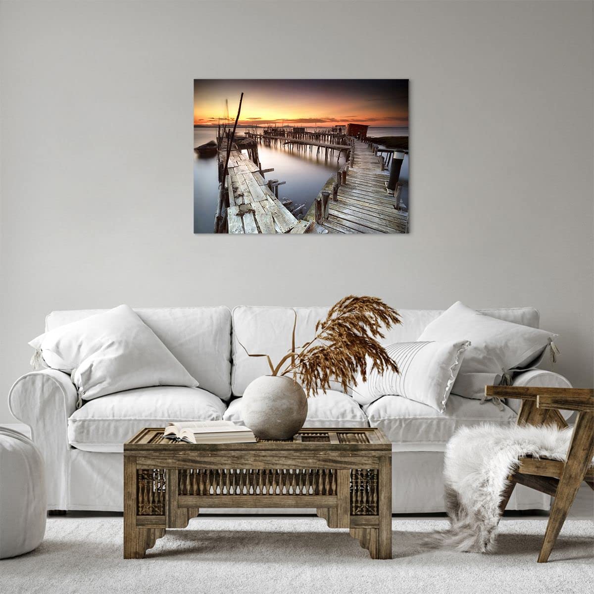 Photo sur toile Lac pont architecture gris
