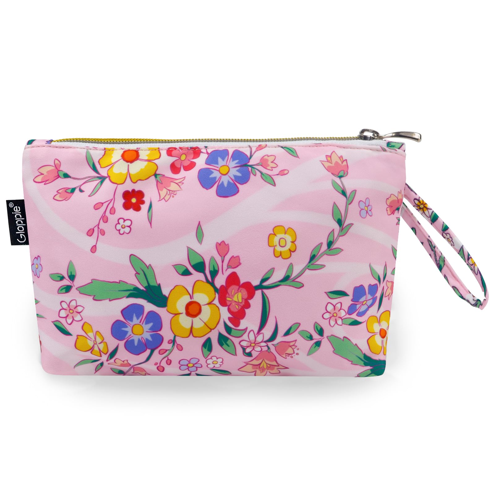 Gloppie Make up Bag Small Makeup Bag Cosmetic Bags Jewellery Pouches Gifts for Women, Pink Flower, Standard