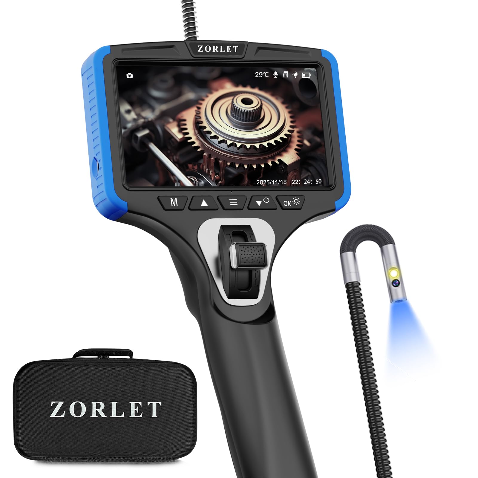 ZORLET Dual Lens Two-Way Articulating Borescope Camera with Light