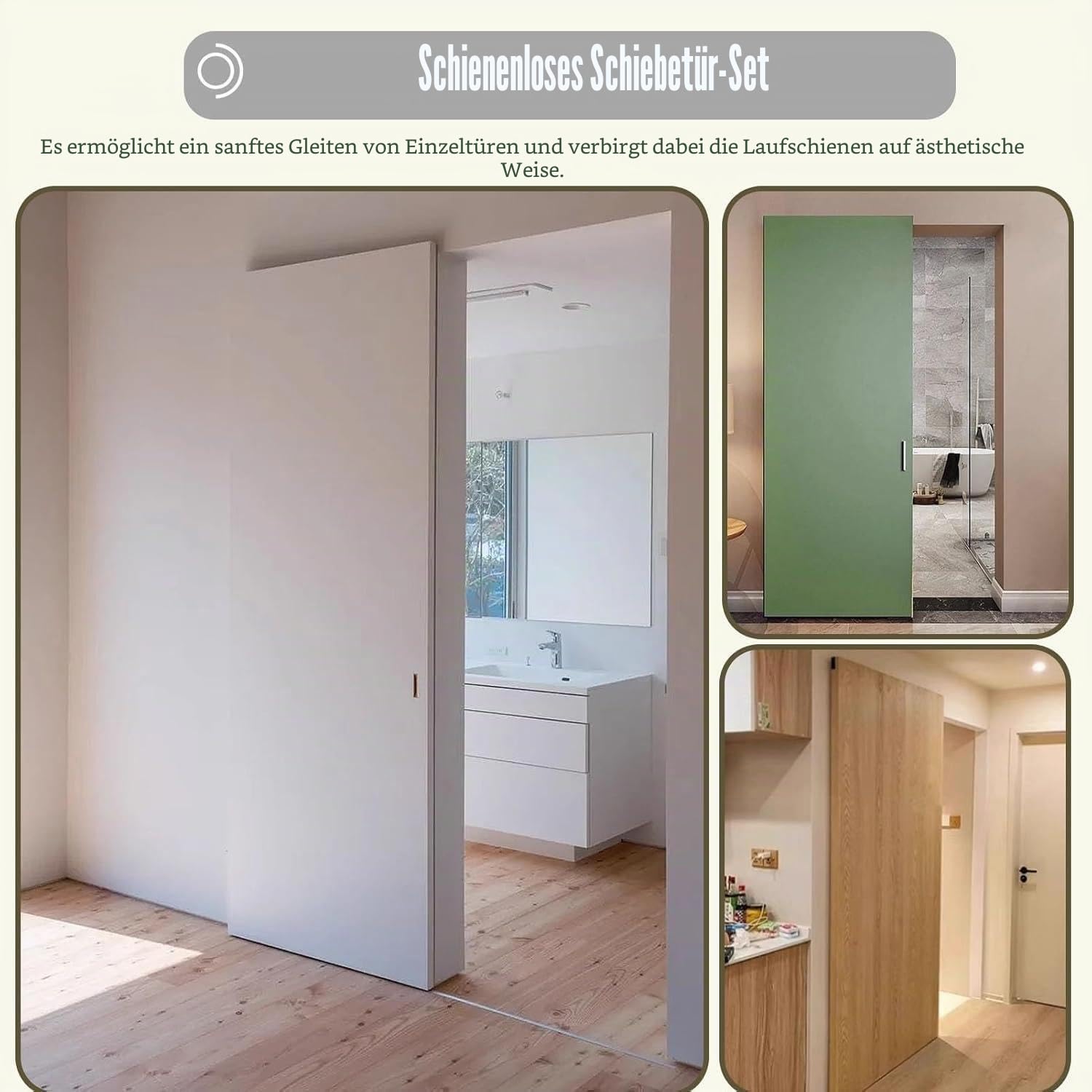 Schiebetür-Kit - versteckte Schiebetür-Hardware mit weichem Schließen, unsichtbarer Schiebetür Ghost Tür-Kit für eine Holztür, Scheune Tür Schiene,1.2m/3.9ft