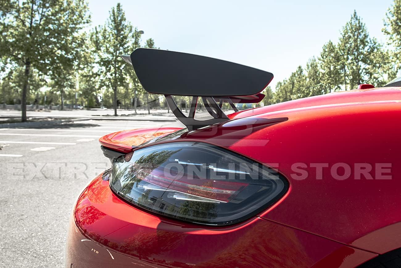 for 2017-Present Porsche 718 Boxster & Cayman | GT4 Style ABS Plastic Primer Black Rear Trunk Wing Spoiler