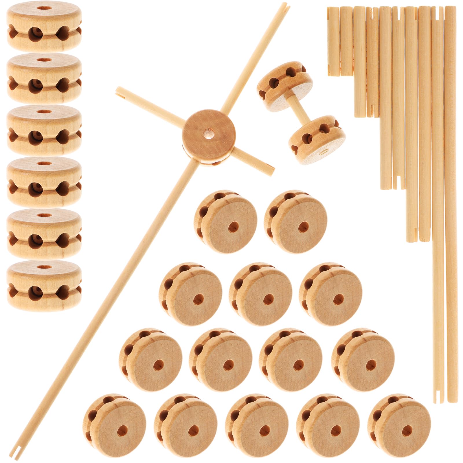 Gadpiparty Tinker Toys Set of 60pcs DIY Wooden Building Blocks Toy Different Sized DIY Craft Wooden Splicing Blocks Playthings Stacking Blocks Toys for Kids Toddler Boys Girls Wooden Building Toys