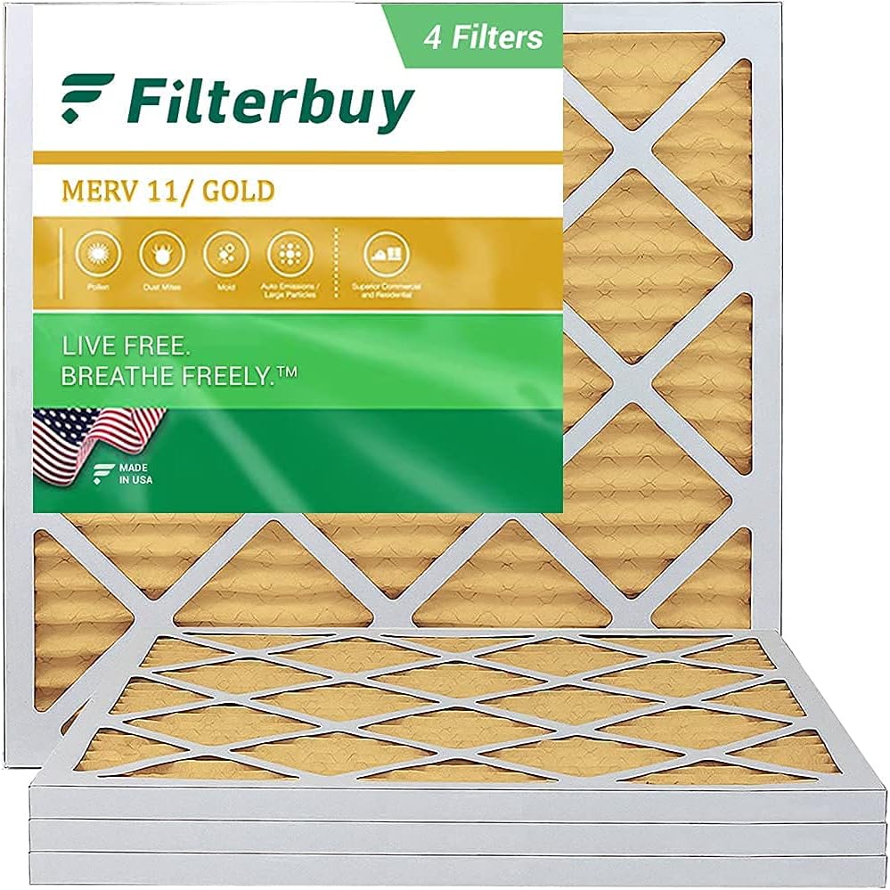 Filterbuy 18x18x1 Air Filter MERV 11 Allergen Defense (4-Pack), Pleated HVAC AC Furnace Air Filters Replacement (Actual Size: 17.50 x 17.50 x 0.75 Inches)