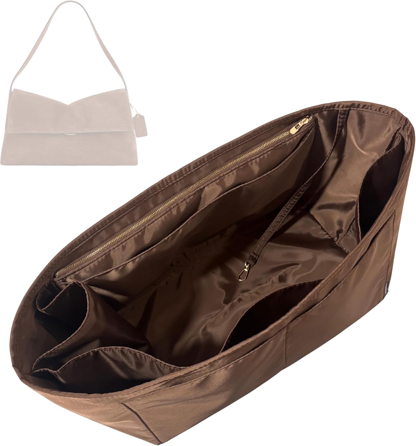 Divitize Luxe Waterproof Nylon Organizer compatible with Coach Chelsea 30/36 Bag Organizer — Perfect Fit, Premium Quality, Extra Storage, No Bulk, 24+ Colors (Camel, for Chelsea 36)