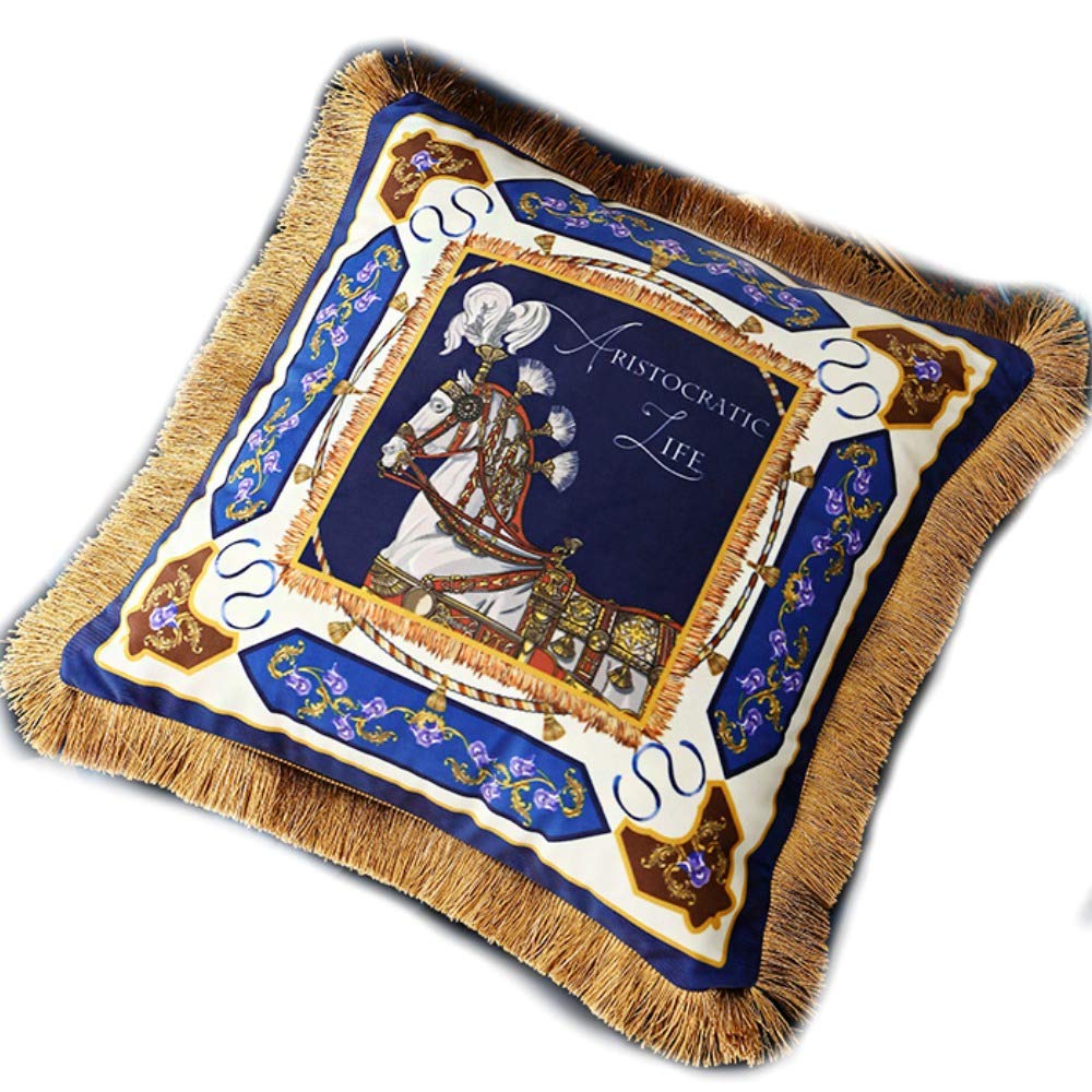 Cuscino Cover Velluto Lusso Luxury Poltrona Arredo Yatch Barca Casa Divano (Oro Blu 1, 45 cm x 45 cm)