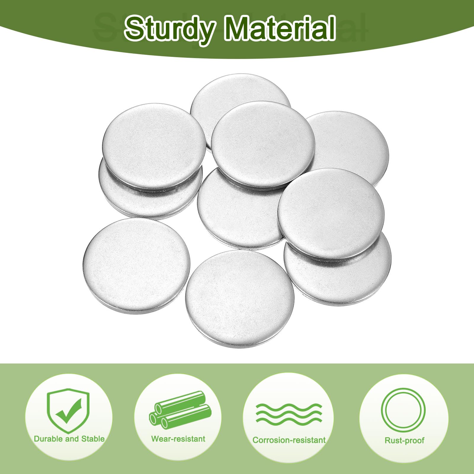 QUARKZMAN 10Pcs Disco de Acero Inoxidable, 1 1/2" (38mm) Diámetro 0.12" (3mm) Grosor Placa Redonda Plana de Acero Inoxidable 304 en Blanco para Manualidades, Estampado de Metal y Joyas