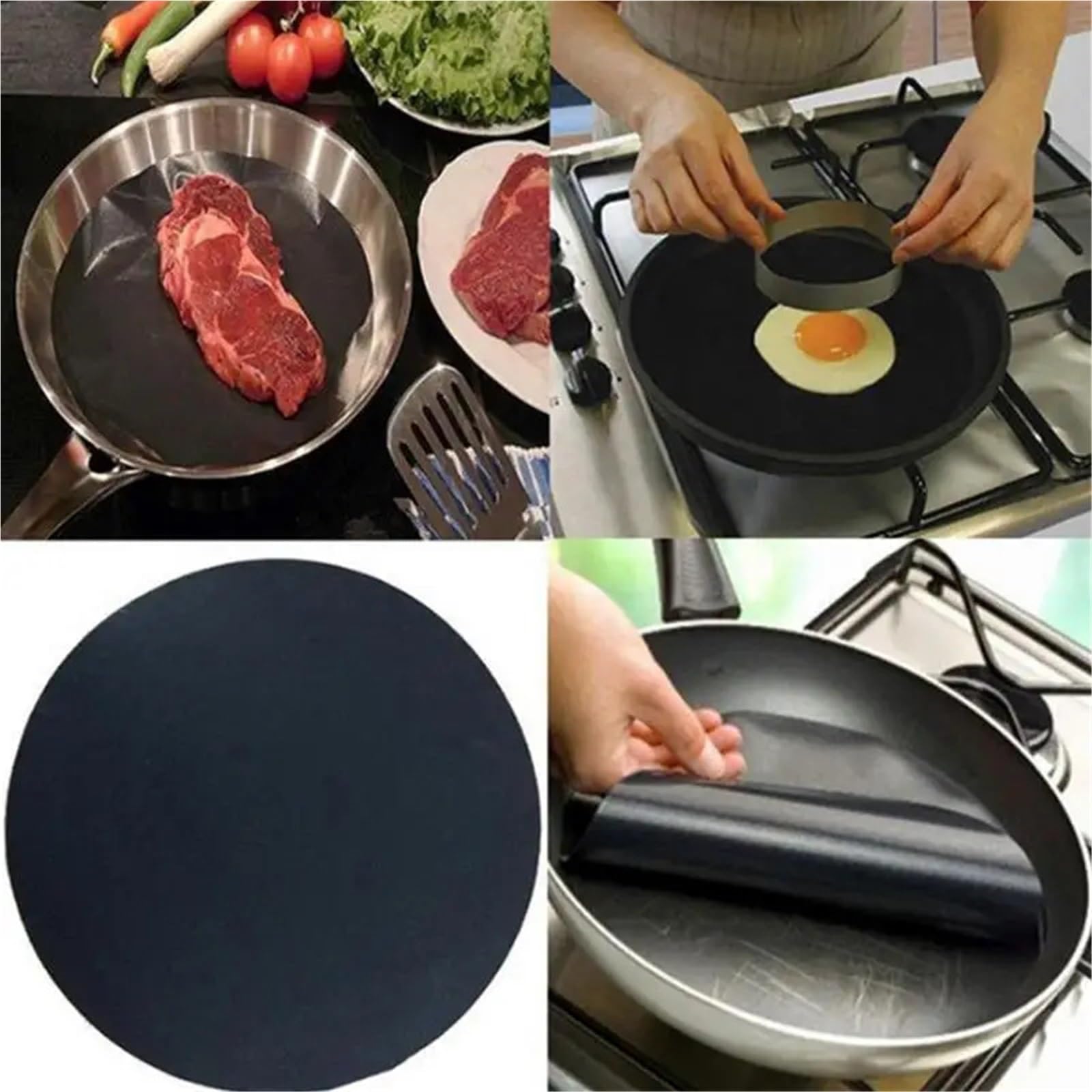 Ofenmatte Grillmatte, hitzebeständige, antihaftbeschichtete Matten, Ofeneinlage, leicht zu reinigende Pads, Backmatte, Kochblätter, Küchenzubehör(Round)