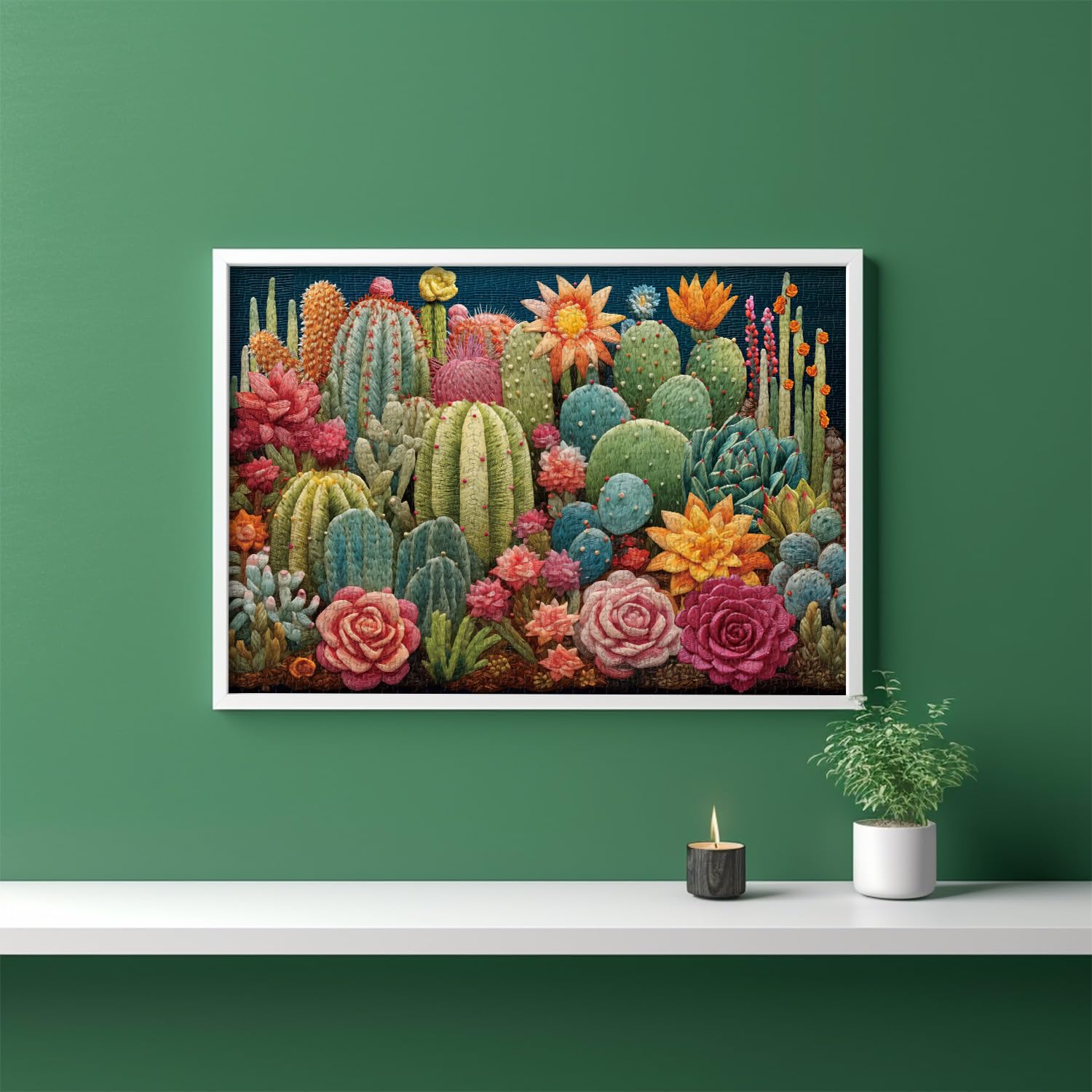 Cactus & Succulent Jigsaw Puzzle For Adults - 1000 Piece Colorful Floral Mosaic Art Puzzle