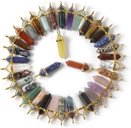 Lote de cuentas colgantes de reiki de chakra de punta hexagonal de cristal curativo