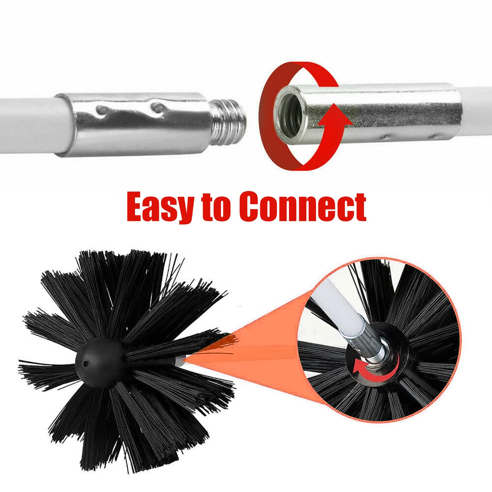 4-tlg. Ofenrohrbürsten Set 30-150mm - Edelstahl Schornsteinfeger Bürste Für Kamin & Kessel