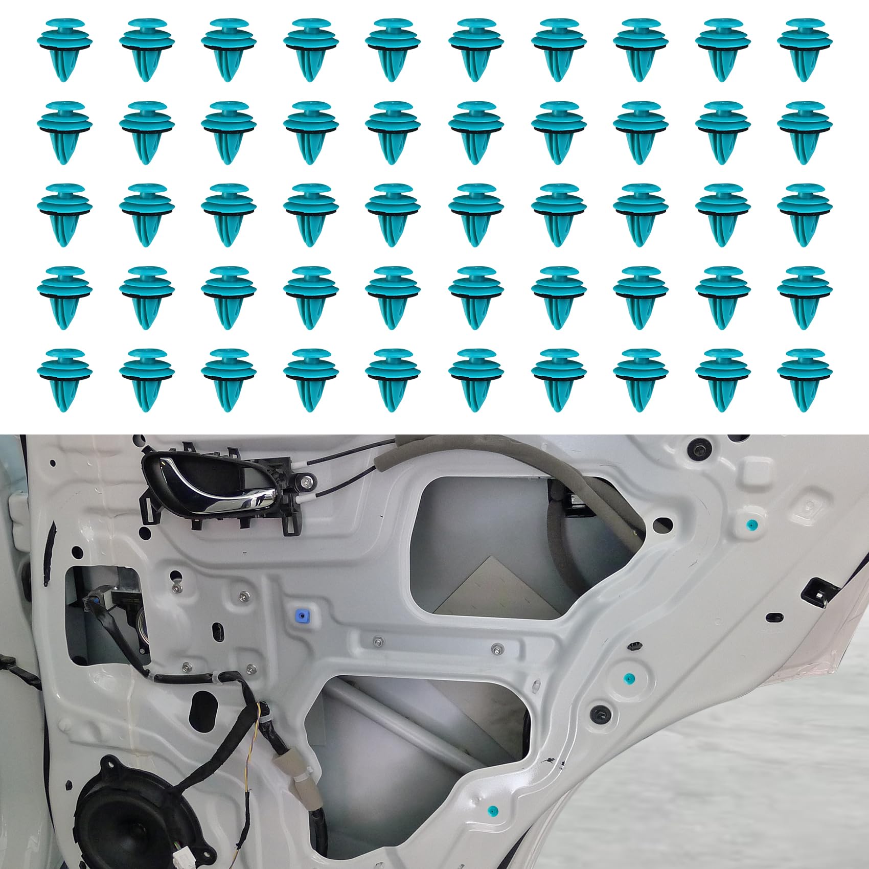 50Pcs Trim Door Panel Retainer Clips, Car Push Fastener Clips, Trim Door Panel Retainer Clips with Fastener Remover, for Toyota Corolla Camry Sequoia Tundra Tacoma, Replace OEM: 90467-10188