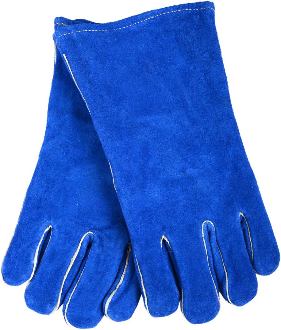 Forney INDUSTRIES 53422 Large, Blue, Men's, Heavy Duty Welding Gloves, Blue/Gold