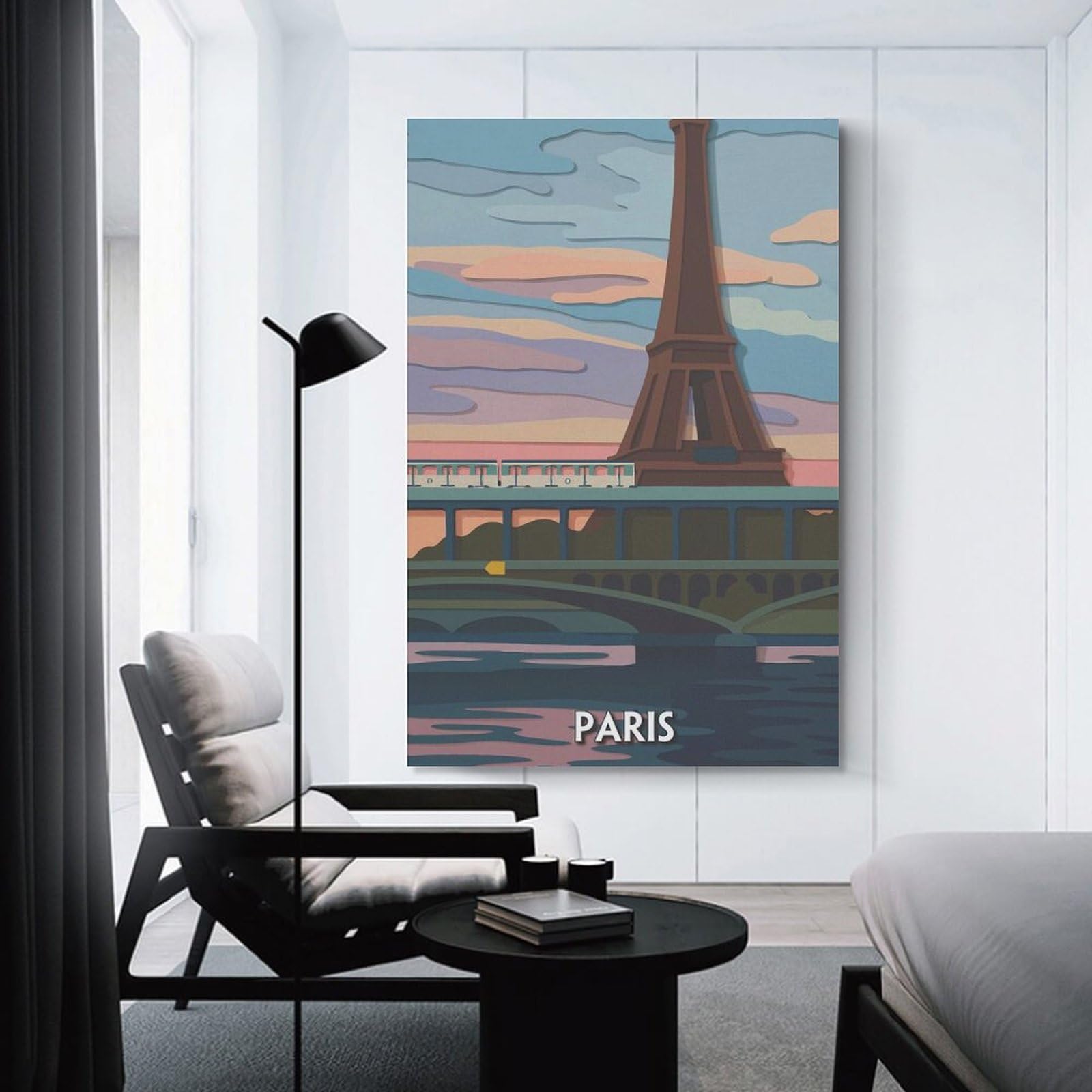 Canvas Wall Picture Paris Eiffel Tower Travel (2), 20x30inch(50x75cm), for Bedroom Decor, Cosy Corners Or Studios, A Warm Accent for Relaxed Interiors