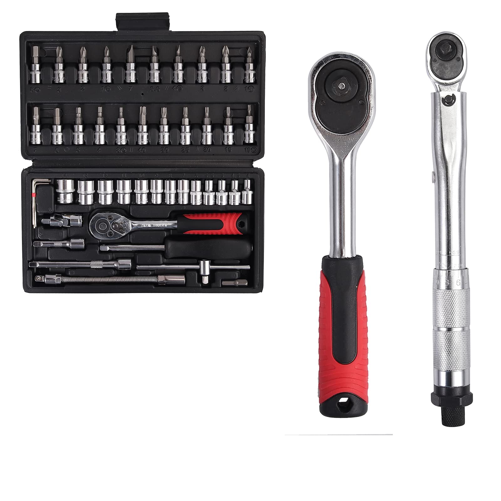 Buy 1/4 inch Torque Wrench Set, 46 Pieces Socket Wrench Set Drive