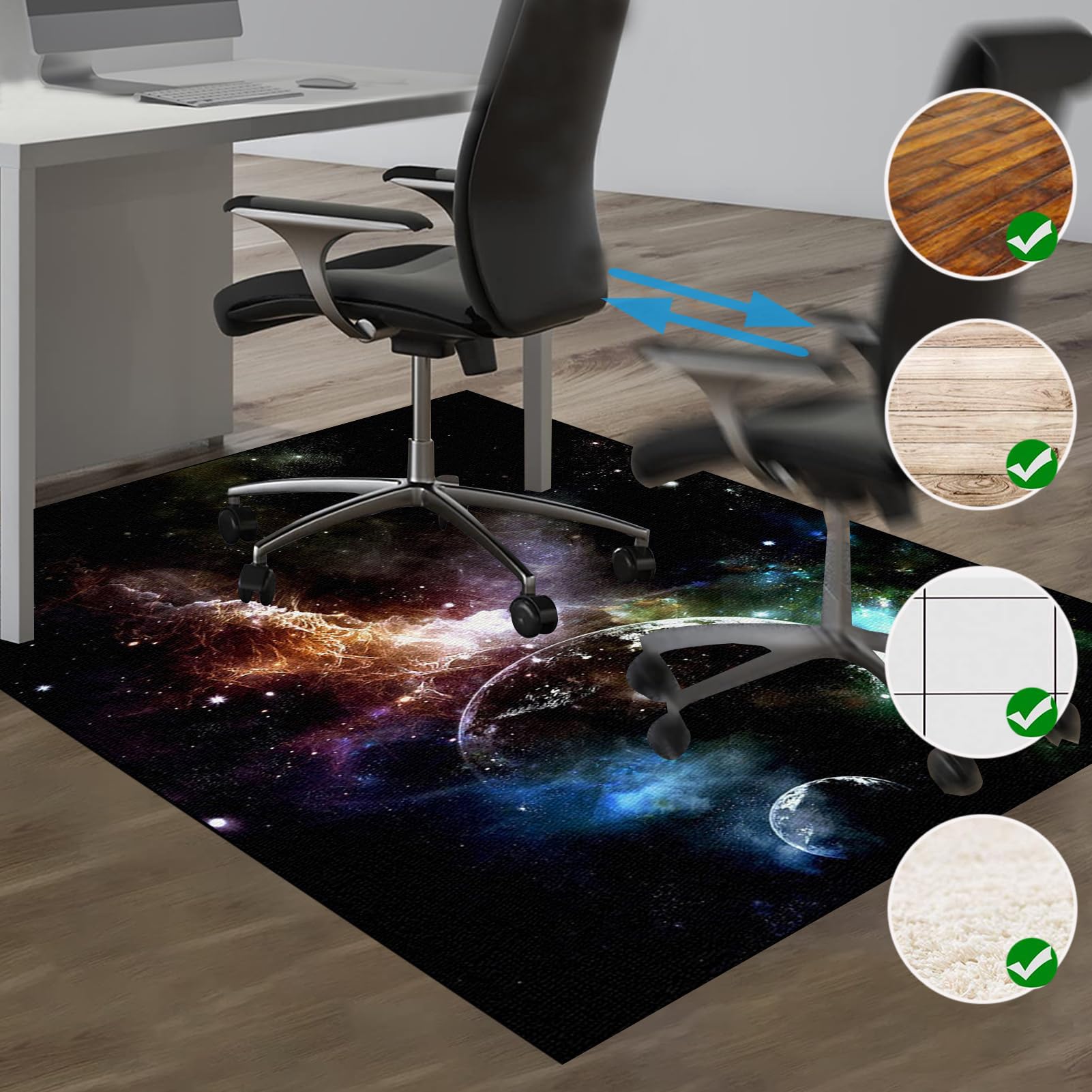 Protector de Suelo para Silla con Ruedas, Alfombra Silla Gaming, Alfombra para Silla de Escritorio y Gaming, Tapete Antideslizante para Oficina, 100 x 140 cm Alfombrilla Protectora para Suelos Duros