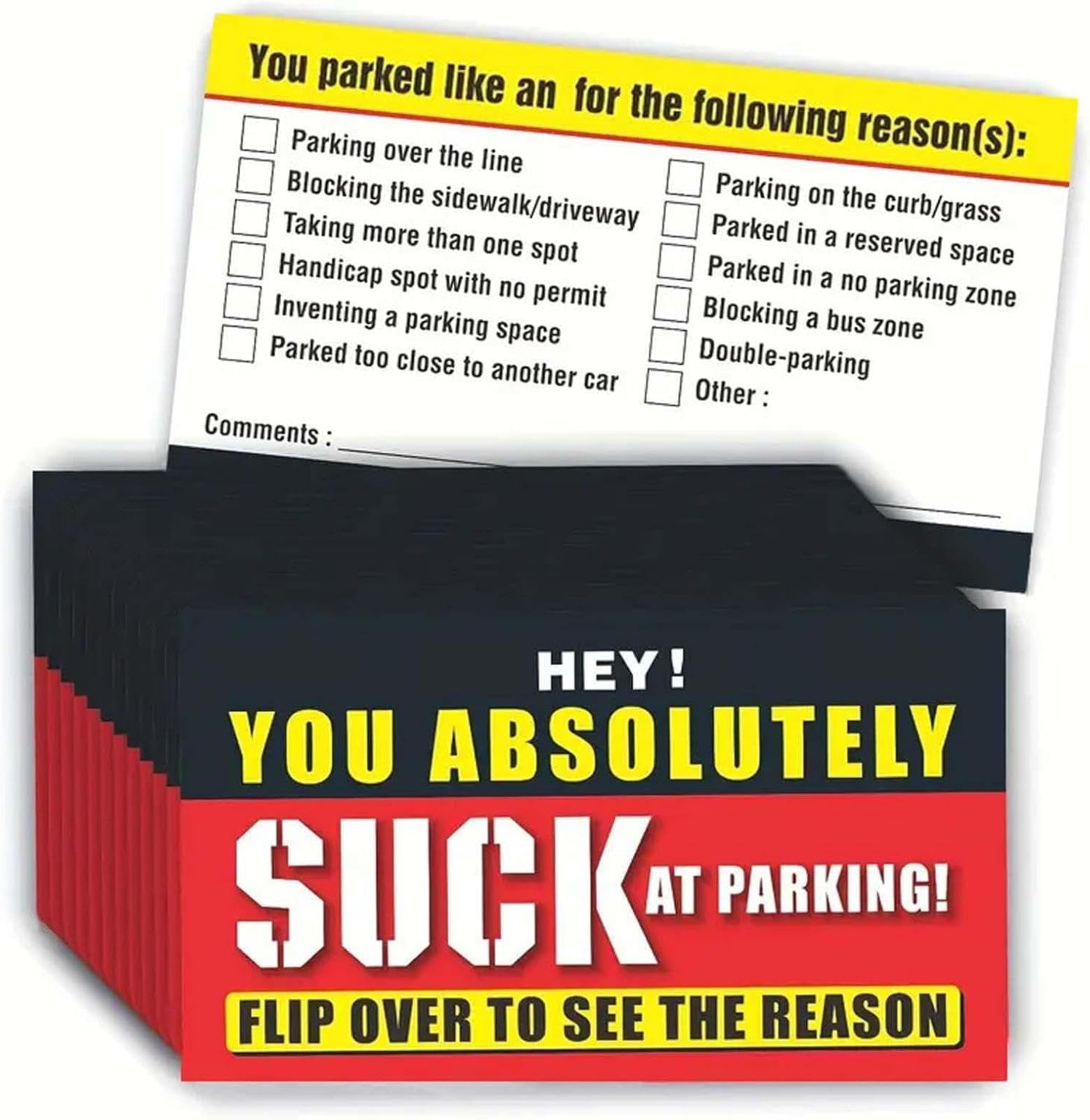 You Suck At Parking – 50 Grappige Kaarten – Slechte Parkeerkaarten – Waarschuwingsbriefjes – Meerdere Overtredingen – Humoristisch – Voor Vrienden En Auto’s