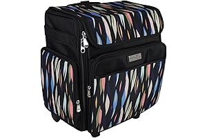 Everything Mary Nurse Rolling Craft Bag, Black Abstract Stripes