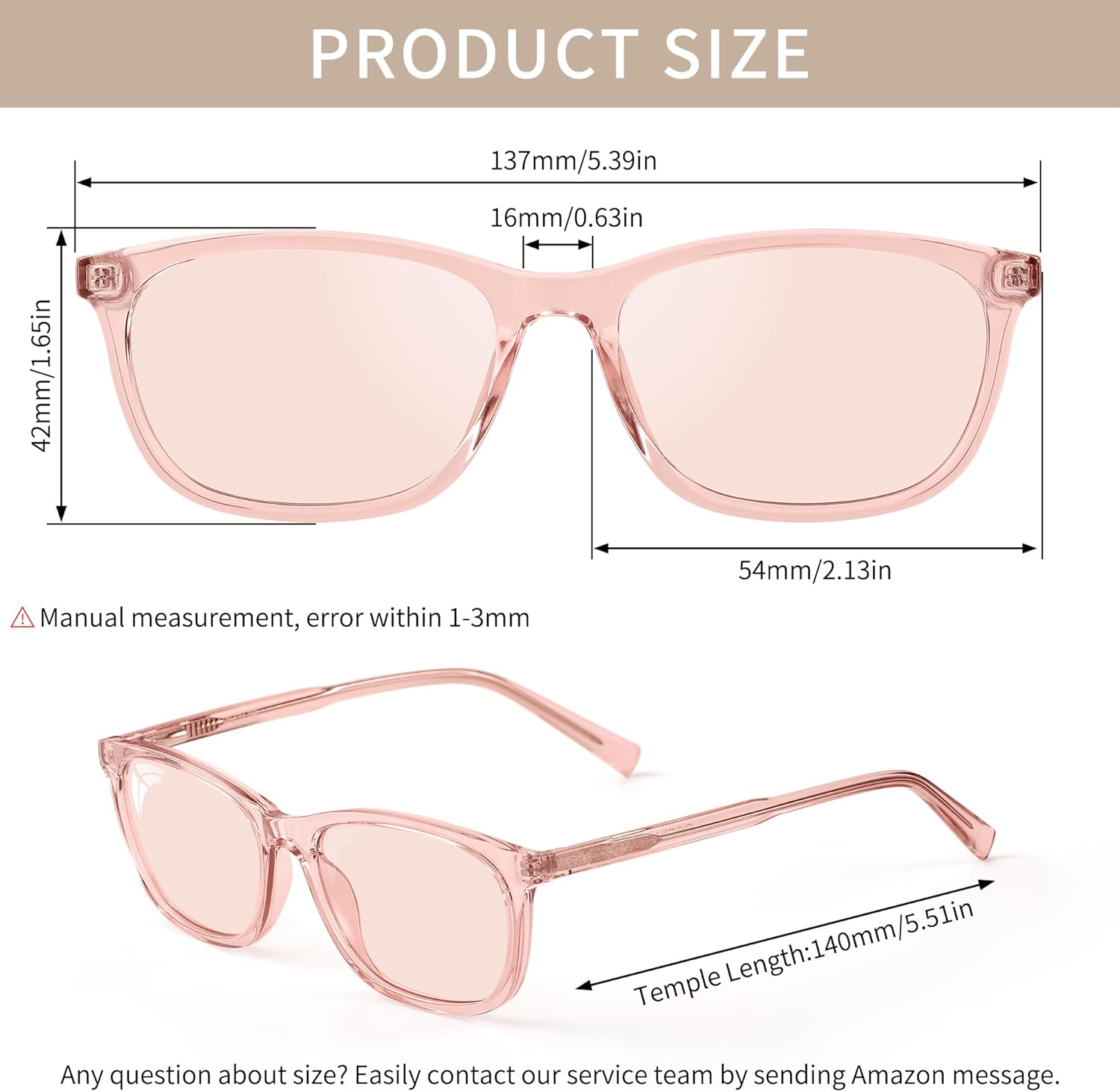 Indoor FL-Flex Fluorescent-41 Light Pink Tinted Blue Light Blocking Glasses Rectangle Migraine Light Sensitivity Photophobia Fluorescent LED Glare Women AB3310(Pink Frame Light Rose Lens)