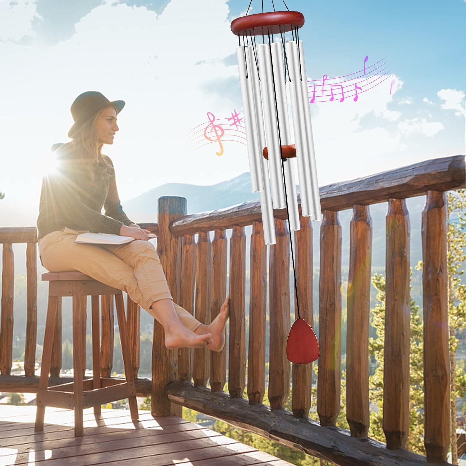 Large Aluminium Wind Chimes Outside, Soothing Melodic Memorial Sympathy Wind Chime, Suitable Outdoor Garden Decor, Gift for Mom Women Neighbors (Silver Wind Chimes-36) - Image 6