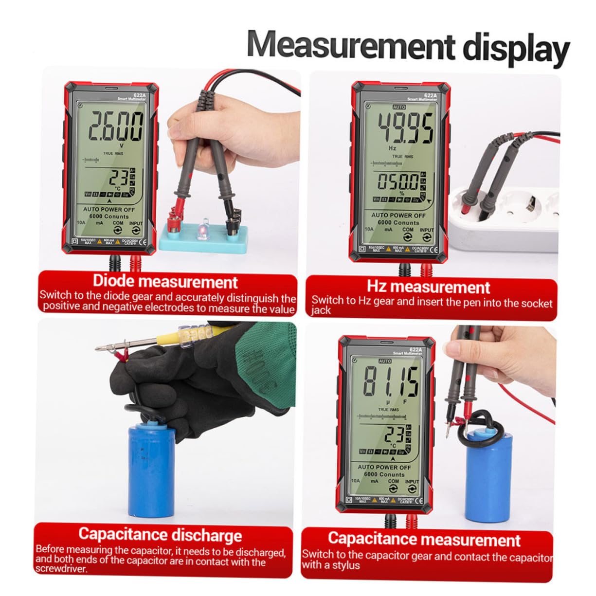 LIFKOME Auto-ranging Digital Multimeter Volt Tester Multi Tester for Resistance Voltage Frequency Capacitance Measurement Automotive Electrical Testing Tool