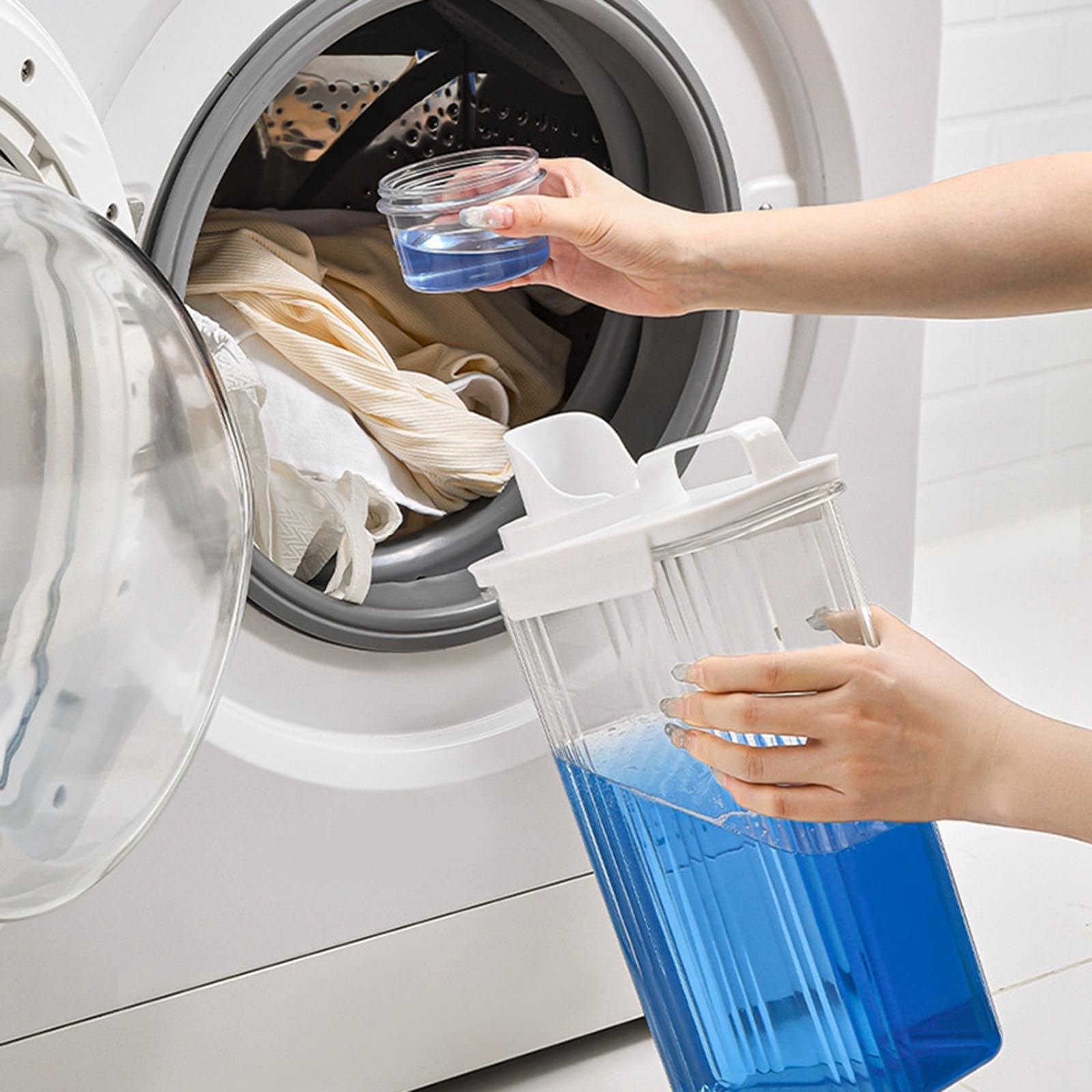 Solución de Almacenamiento Transparente para Artículos de Lavandería, 2800ML
