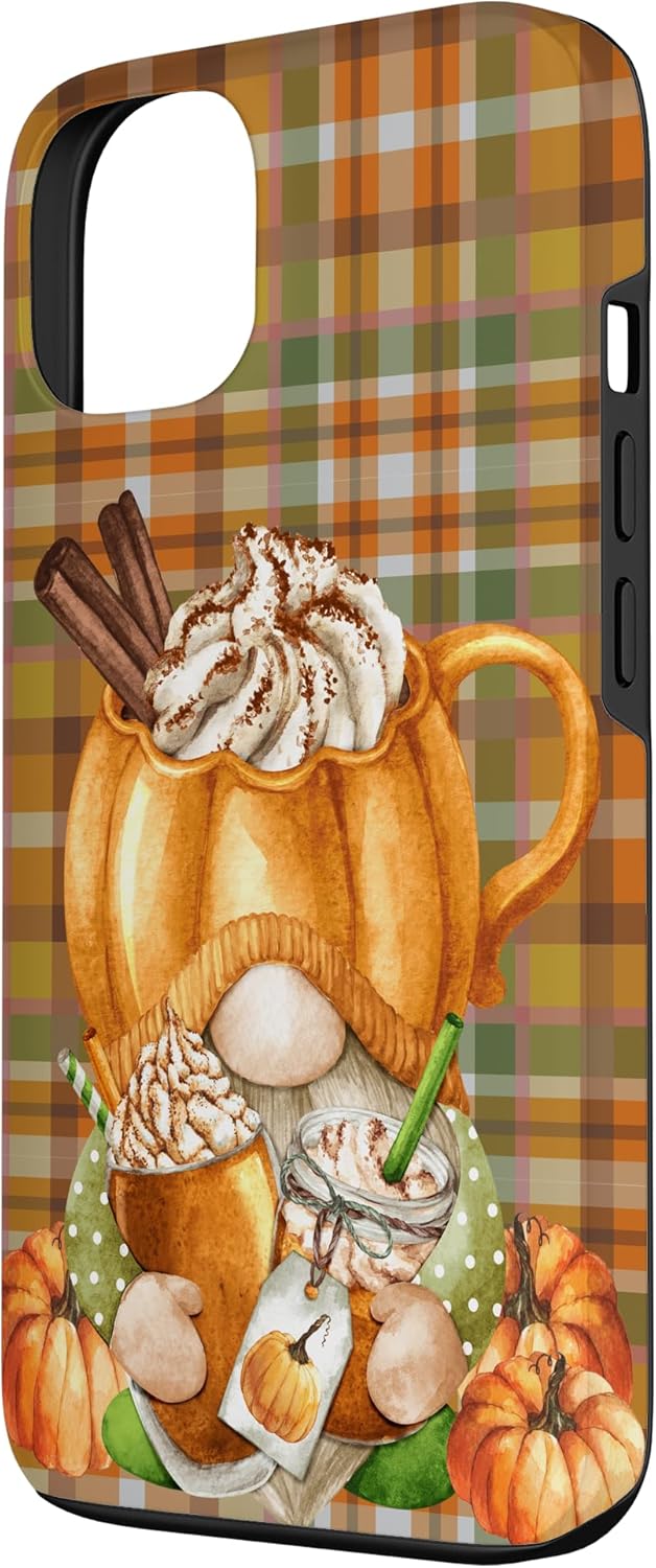 Thanksgiving Autumn Gnome Buffalo Plaid Love Pumpkin Spice Case for iPhone 13