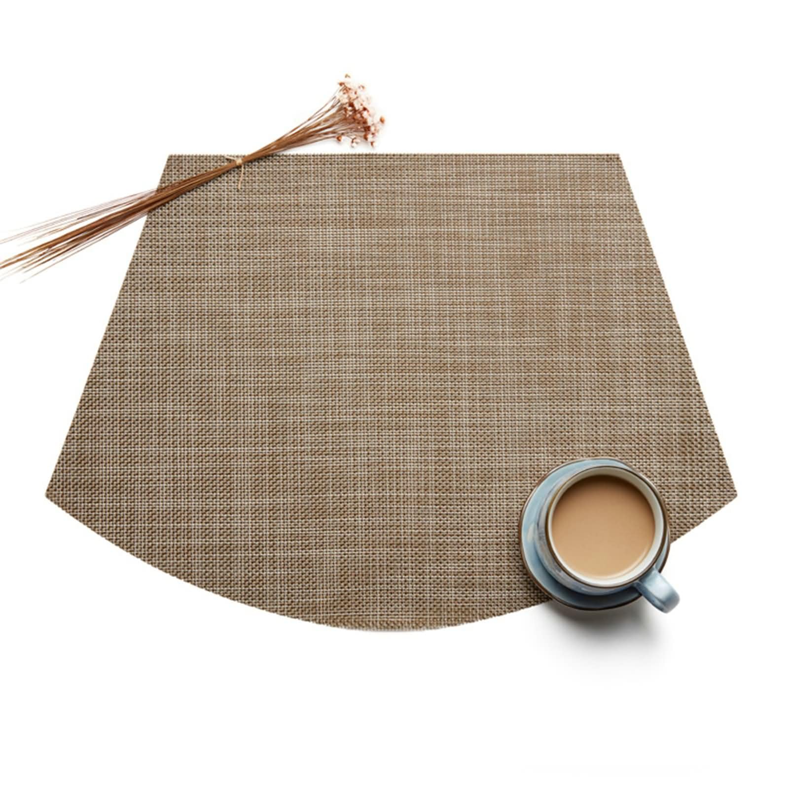 6PCS Set de Table, 45 x 30 CM Placemats de Table Antidérapant Brun Foncé, Couleur Unie avec Ventilateur