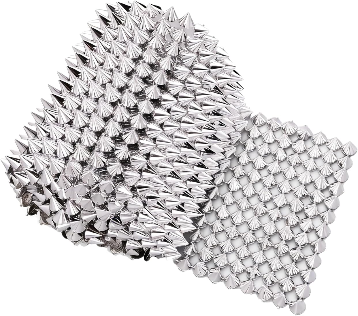Sew Stitch on Spikes,Silver Spikes,Punk Mesh Rivets & Beads for DIY Clothing,Party,Jacket,Wedding,Performance - Lightweight Craft Supplies for Arts & Crafts (Silver, 1 Yard)