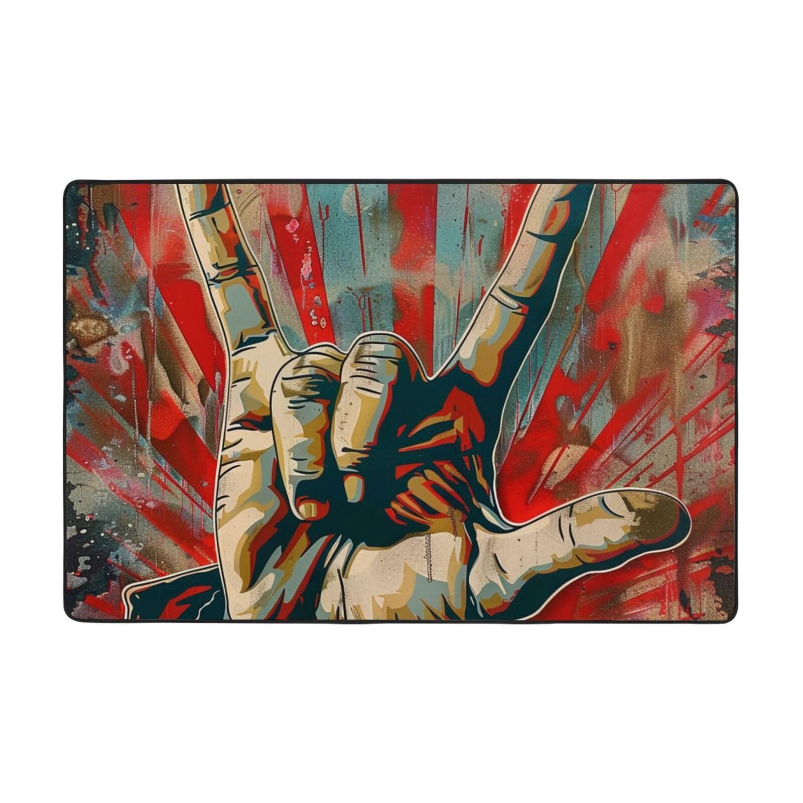 Tapis de sol Noël Rock and Roll lavable en machine pour éliminer les taches dans le salon