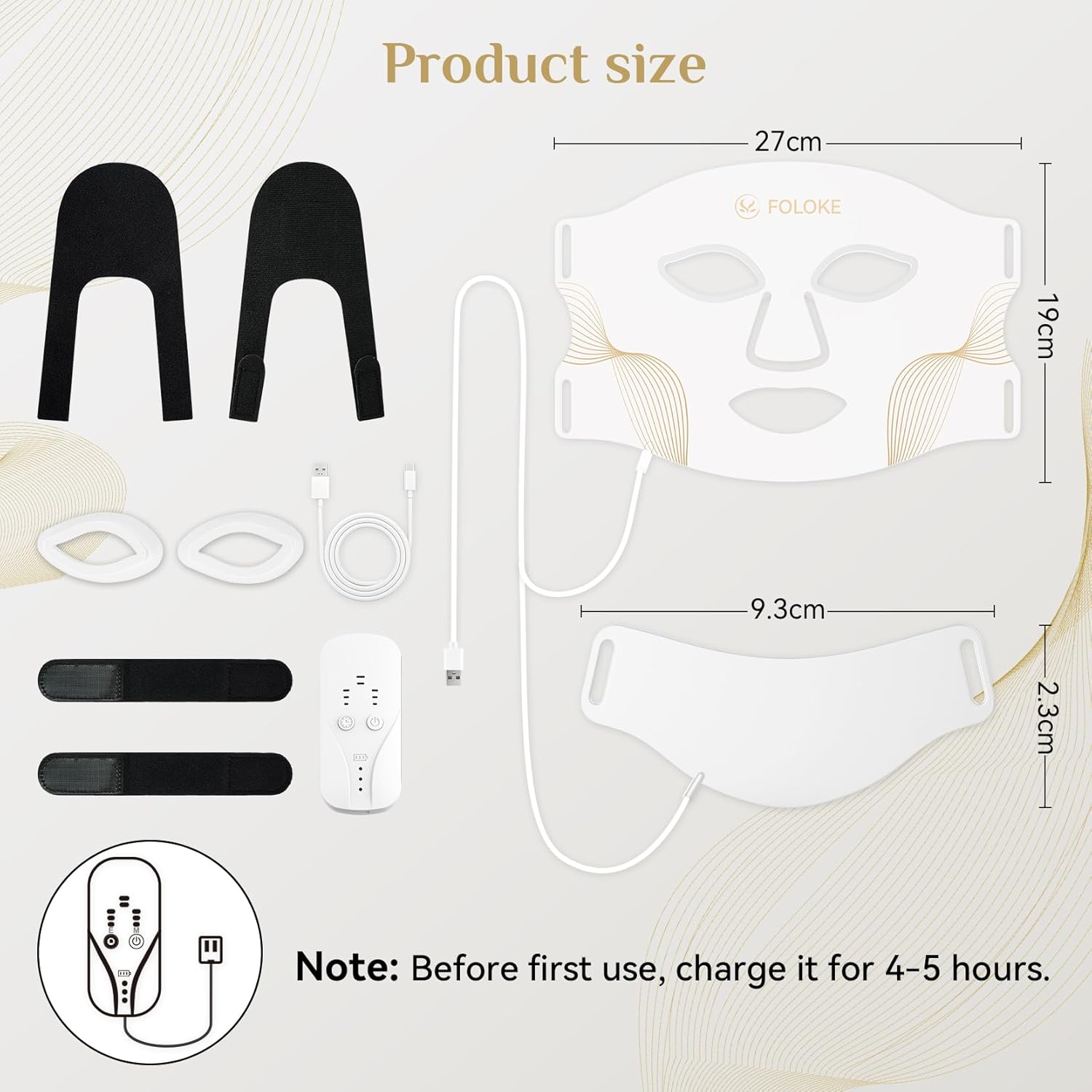 FOLOKE LED Light Therapy Mask Skin Care, 103 3-in-1 Fusion LED Beads, LEDs face mask & neck mask Infrared Red - Wavelength for Home Use, Advanced Skincare Made Easy (clear)