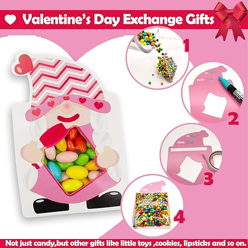 Miniatura 3 de 60 juegos de tarjetas de regalo para el día de San Valentín, tarjetas de gnomo con soporte hueco de San Valentín para dulces, tarjetas de