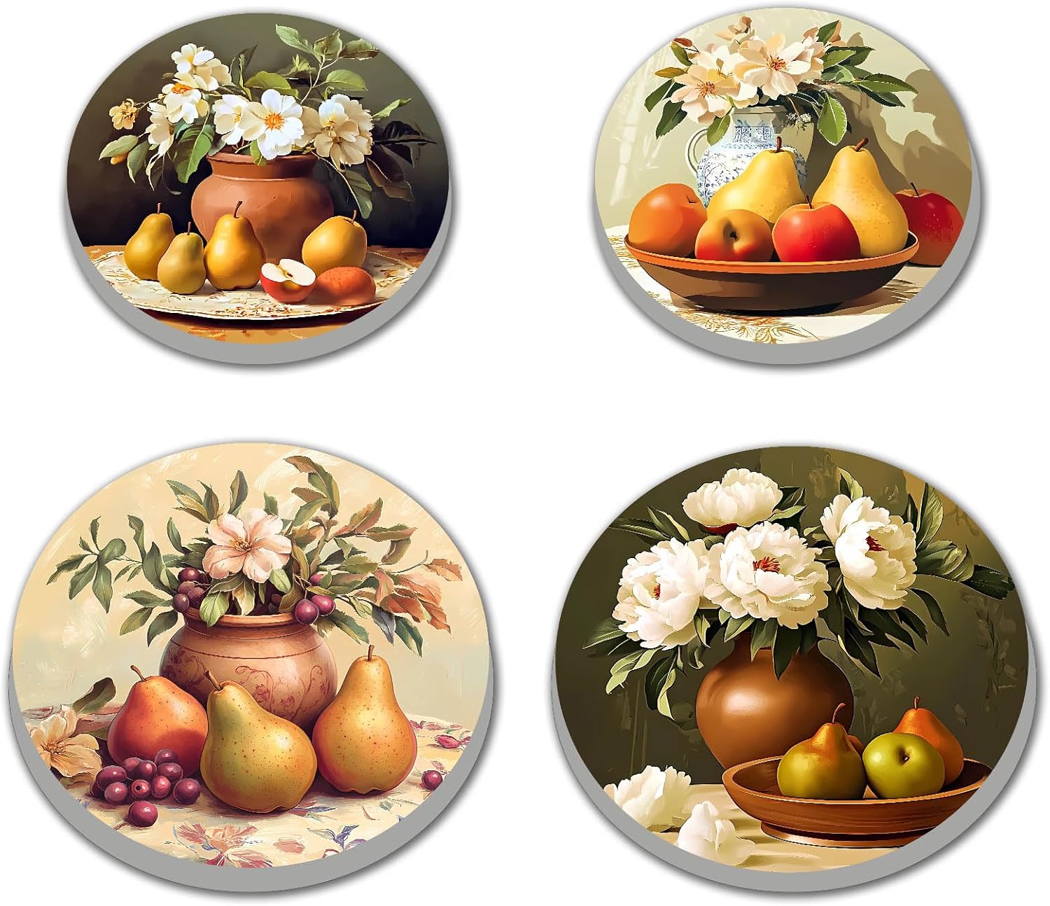 Vintage Fruits Electric Stove Burner Covers，4 Pack Round Stove Burner Covers，8 Inches and 10 Inches，Gas Stove Burner Covers,Metal Stove Burner Cover，Colorful Rustic Cooktop Decorative，Kitchen Decor
