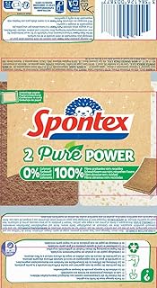 SPONTEX - Eponge grattante végétale - 2 éponges sans colorant - Partie grattante en fibres 100% recyclées - Efficaces et durables
