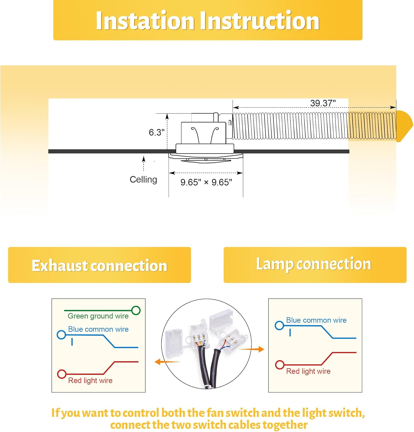 Bathroom Exhaust Fan with Light, 8-Inch Bath Fan with Light For Home, 3000K/4500K/6000K Selectable, 110 CFM Bathroom Ventilation Fan, 1.0 Sones Ultra-Quiet Exhaust Fans for Ceiling Mount