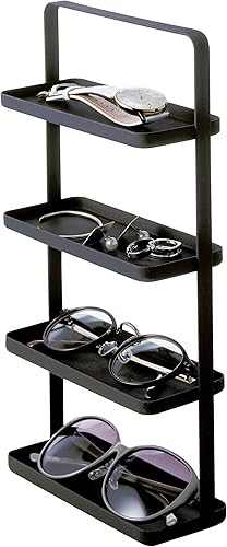 Yamazaki Home Tower - Bandeja de accesorios de 4 niveles, soporte para joyas y organizador de almacenamiento, acero, tamaño único, color negro