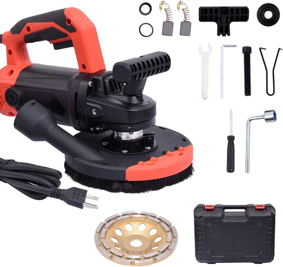 7-Inch Concrete Floor Grinder, 2200W Powerful Concrete Sanding Machine Concretes Sander Practical Angle Grinder Tool Floor Grinders Polishing Machine 90° Seamless sanding for Floors(Size:A)