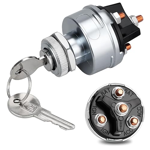 LOCOPOW Interruptor de llave de encendido, interruptor de encendido universal de 4 posiciones, 12 V, apto para automóvil, carretilla elevadora,