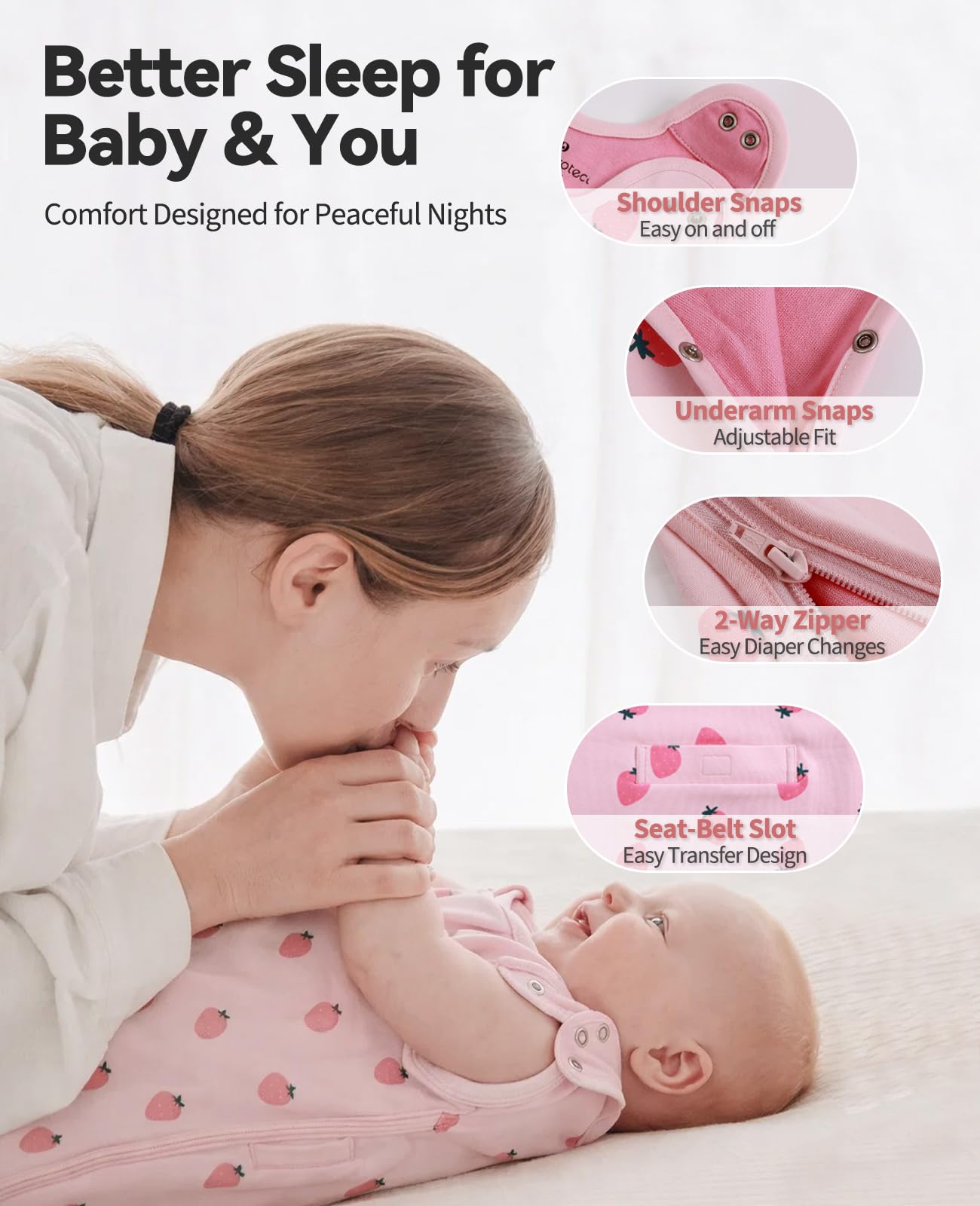 Merino Protect Baby Schlafsack aus Merinowolle mit Baumwoll-Außenseite | Merinowollfutter und Baumwoll-Außenseite sorgen für Komfort bei Nickerchen, Nachtschlaf, Reisen und ganzjährig