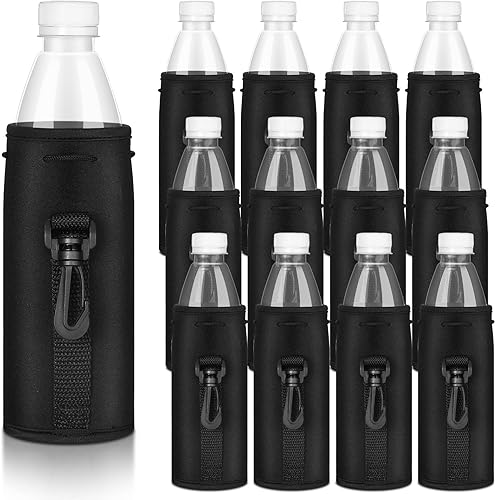 12 fundas de neopreno en blanco para botellas de agua para sublimación, enfriadoras plegables con cordón para botellas, bolsa de soporte aislada con