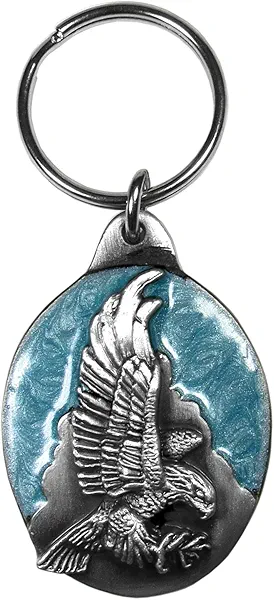 Siskiyou Automotive Metal Key Chain Soaring Eagle Enameled Details , pewter -KR130E