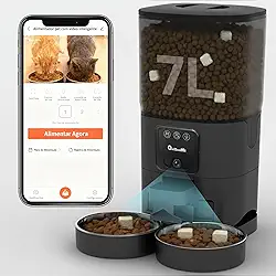 Automatico Pet Alimentador para Gatos com Caes - 7L Comedouro Automático para 2 Cat - Camera 1080p com Inteligente Programavel APP Automatic Feeder para - Smart Racao Dispenser de Gato com Cães