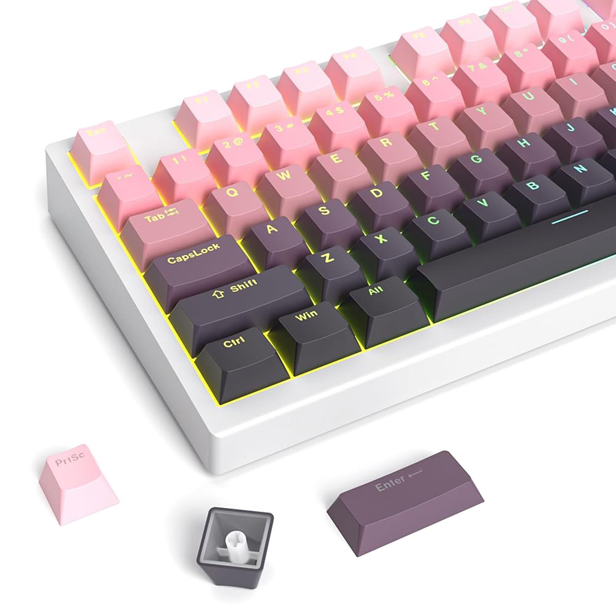 SOLIDEE Set de Keycaps PBT Degradado 135 Teclas para Teclados Mecánicos,Perfil OEM,con Retroiluminación y RGB,Leyendas Translúcidas,con Switches Cherry MX y Teclados Hot-Swappable(Bean Paste)
