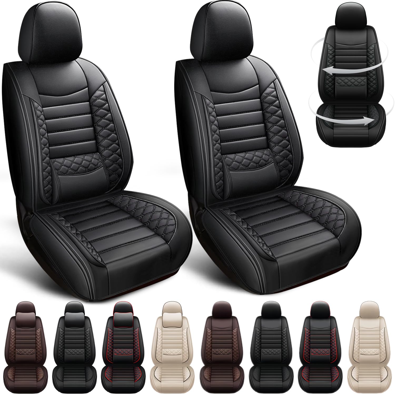 Astira Leather Seat Covers for Toyota Camry Solara 2004-2008,2 PCs Luxury Car Seat Covers Front Set,Waterproof Seat Protectors Auto Seat Cover,